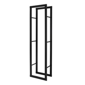 Porte Bûches de Cheminée, 40x25x150 cm, Noir, Métallique, en Acier Revêtue par Poudre, Intérieur/Extérieur