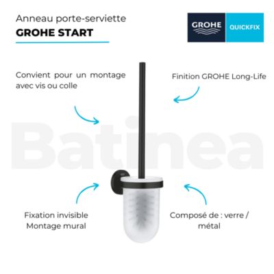 Porte balai WC GROHE Start noir mat + microfibre