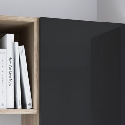 Porte battante anthracite brillant GoodHome Atomia H. 187,2 x 37,2 cm