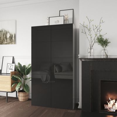 Porte battante anthracite brillant GoodHome Atomia H. 187,2 x 37,2 cm