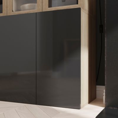 Porte battante anthracite brillant GoodHome Atomia H 74,7 x L. 37,2 cm