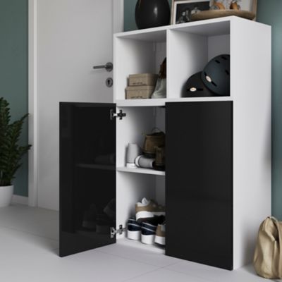 Porte battante anthracite brillant GoodHome Atomia H 74,7 x L. 37,2 cm