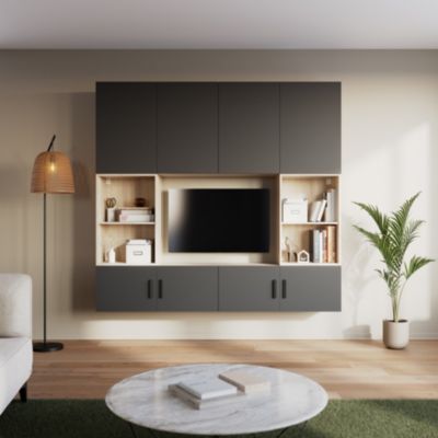 Porte battante anthracite GoodHome Atomia H. 187,2 x L. 49,7 cm