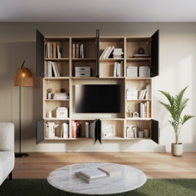Porte battante anthracite GoodHome Atomia H. 187,2 x L. 49,7 cm