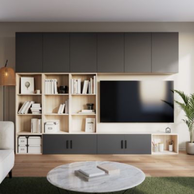 Porte battante anthracite GoodHome Atomia H. 187,2 x L. 49,7 cm