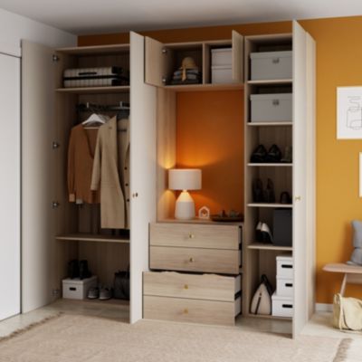 Porte battante beige cachemire GoodHome Atomia H. 224,7 x L. 49,7 cm