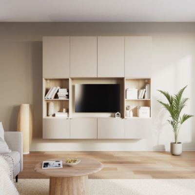 Porte battante beige cachemire GoodHome Atomia H. 224,7 x L. 49,7 cm