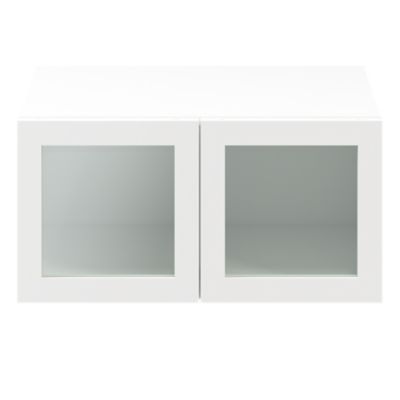 Porte battante blanche en verre GoodHome Atomia H 37,2 x L. 37,2 cm