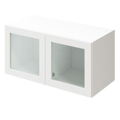 Porte battante blanche en verre GoodHome Atomia H 37,2 x L. 37,2 cm