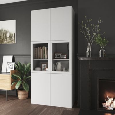 Porte battante blanche en verre GoodHome Atomia H 74,7 x L. 49,7 cm
