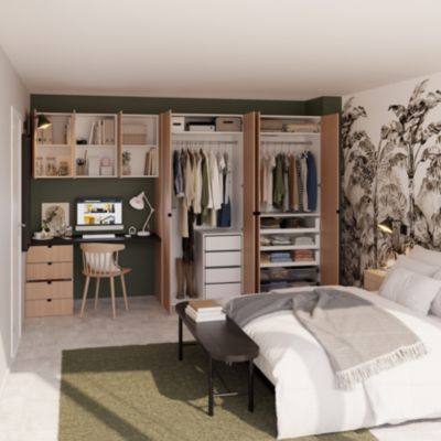 Porte battante effet chêne chaud GoodHome Atomia H. 112,2 x L. 37,2 cm
