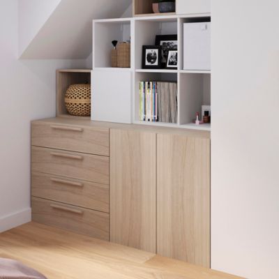 Porte battante effet chêne GoodHome Atomia H 74,7 x L. 37,2 cm