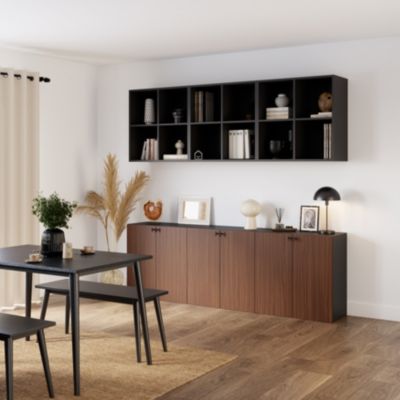 Porte battante effet noyer GoodHome Atomia H. 224,7 x L. 37,2 cm
