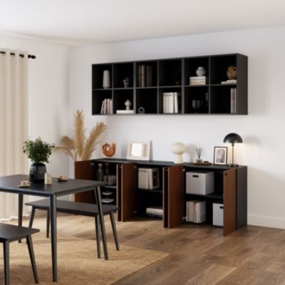 Porte battante effet noyer GoodHome Atomia H. 224,7 x L. 37,2 cm