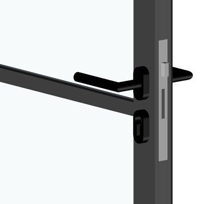 Porte battante gris anthracite H 2040 x L 830 mm - 3 verres clairs horizontaux + béquille noire