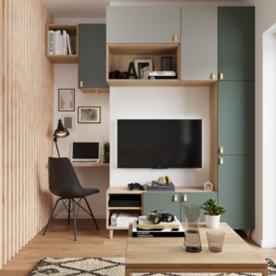 Porte battante gris clair GoodHome Atomia H. 149,7 x L. 37,2 cm