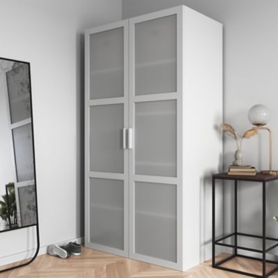 Porte battante verre opaque blanche GoodHome Atomia H. 224,7 x 49,7 cm