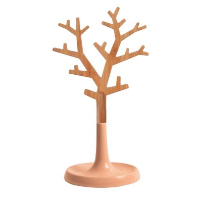 Porte-bijoux forme arbre coloris corail et bambou, l.13,8 x 29,8 cm, MSV Oslo