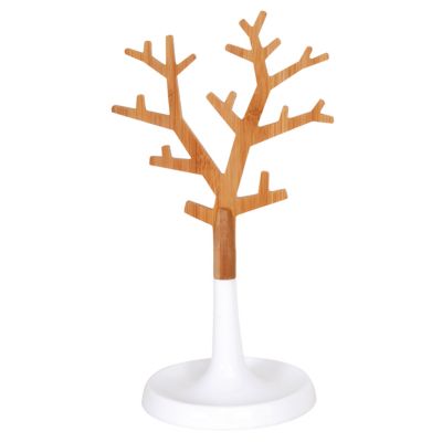 Porte-bijoux forme arbre MSV Spirella Oslo blanc et bambou