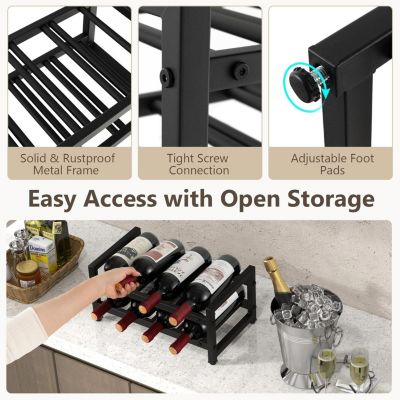 EasyPAG Étagère à Vin En Métal Pour 7 Bouteilles - Casier à Bouteilles Élégant Et Robuste, Noir
