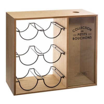 Porte - bouteilles Loft - métal et bois - 39 - 7x35 cm - Atmosphera