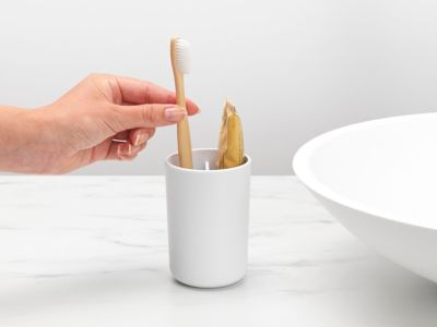 Porte brosse à dents avec séparateur effet grès blanc Renew Brabantia