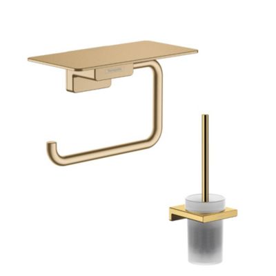 Porte-brosse WC HANSGROHE Addstoris + Porte-papier WC avec tablette bronze brossé