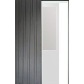 Porte Coulissant Athena Blanc H204 X L83 + Système à Galandage (sans Kit Finition) Gd Menuiseries