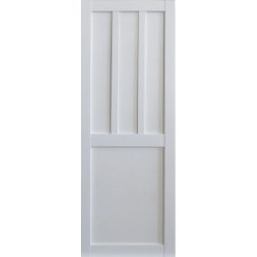 Porte Coulissante Atelier 2 Panneaux Blanc Avec Meneaux H204 X L73 + Serrure à Condamnation Gd Menuiseries