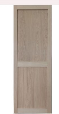 porte Coulissante Atelier 2 Panneaux Chene H204 X L73 + Rail Alu Bandeau Blanc Gd Menuiseries