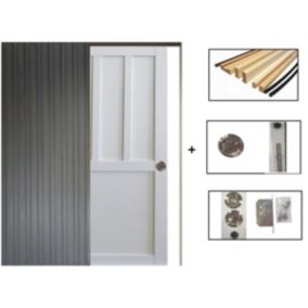 Porte Coulissante Atelier Blanc 2 Panneaux H204 X L83 + Systeme De Galandage Et Kit De Finition Inclus Gd Menuiseries