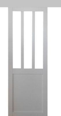 porte Coulissante Atelier Blanc H204 X L73 + Rail Alu Et 2 Coquilles Gd Menuiseries