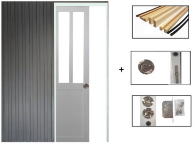Porte Coulissante Atelier Blanc H204 X L83 Cm, Galandage, Kit De Finition Gd Menuiseries