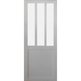 Porte Coulissante Atelier Blanc Vitre Depoli H204 X L73 Et 2 Coquilles Gd Menuiseries