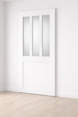 Porte Coulissante Atelier Blanc Vitre Depoli H204 X L83 Cm Gd Menuiseries