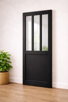 Porte Coulissante Atelier Noir H204 X L93 Cm Gd Menuiseries