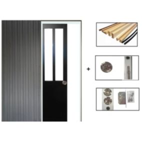 Porte Coulissante Atelier Noir H204 X L93 + Systeme Galandage Et Kit De Finition Inclus Gd Menuiseries