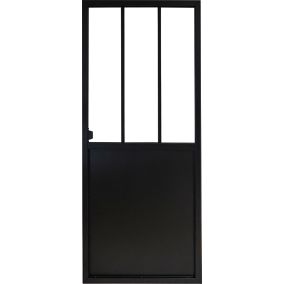 Porte coulissante Atelier noire 3 vitrages H.204 x l.83 cm