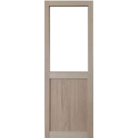 Porte Coulissante Atelier Placage Chene Vitrée H204 X L73 Et 2 Coquilles Gd Menuiseries