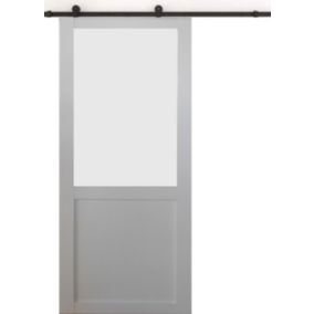 Porte Coulissante Athena Blanc H204 X L73 + Rail A Roulettes Et 2 Coquilles Gd Menuiseries