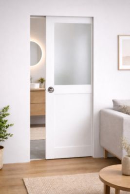 Porte Coulissante Athena Blanc H204 X L83 Cm, Galandage Gd Menuiseries