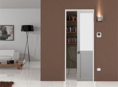 Porte Coulissante Athena Blanc H204 X L83 Cm, Galandage Gd Menuiseries