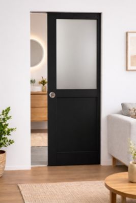 Porte Coulissante Athena Noir H204 X L83 Cm, Galandage Gd Menuiseries