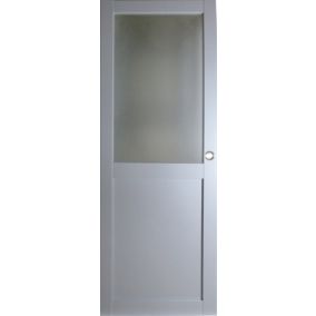 Porte Coulissante Athena Ral7035 Vitrée H204 X L73 + Serrure à Condamnation Gd Menuiseries