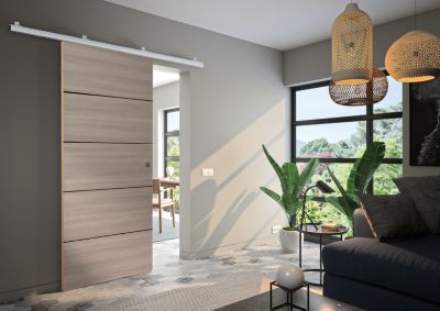 Porte coulissante avec rail colori chêne Verone