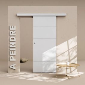 Porte Coulissante avec Rail - Prépeinte Ligne 83 cm - Sans butée