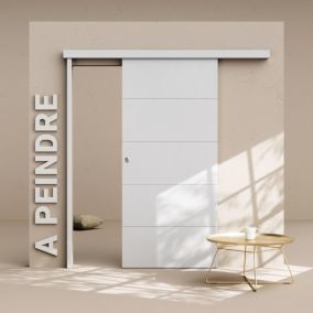 Porte Coulissante avec Rail - Prépeinte Ligne 93 cm - Avec butée