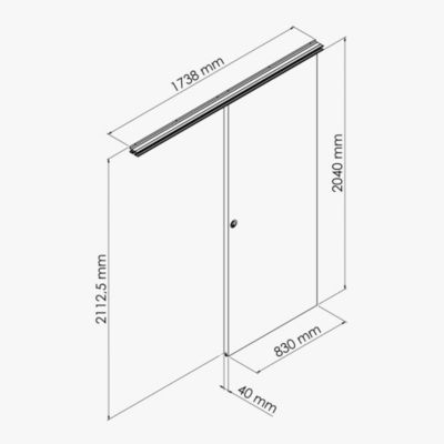 Porte Coulissante avec Rail + Serrure - Prépeinte Plane 83 cm