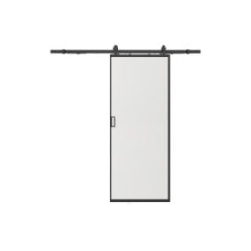 Porte coulissante avec système en applique - aluminium et verre trempé dépoli - H205 x L63 cm - LINCI II