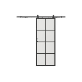 Porte coulissante avec système en applique - aluminium et verre trempé - H205 x L73 cm - WILDEN II